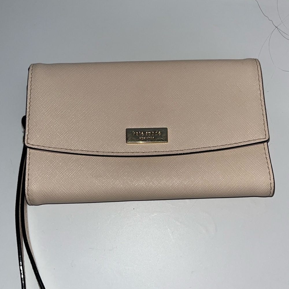 Kate spade pink wallet/wristlet/phone holder. Leather trifold